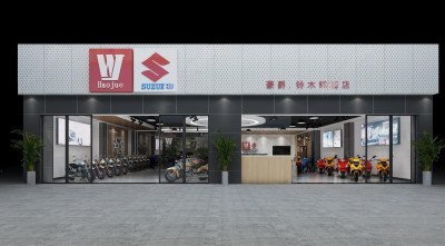 工业风电动车专卖店门头3D模型下载